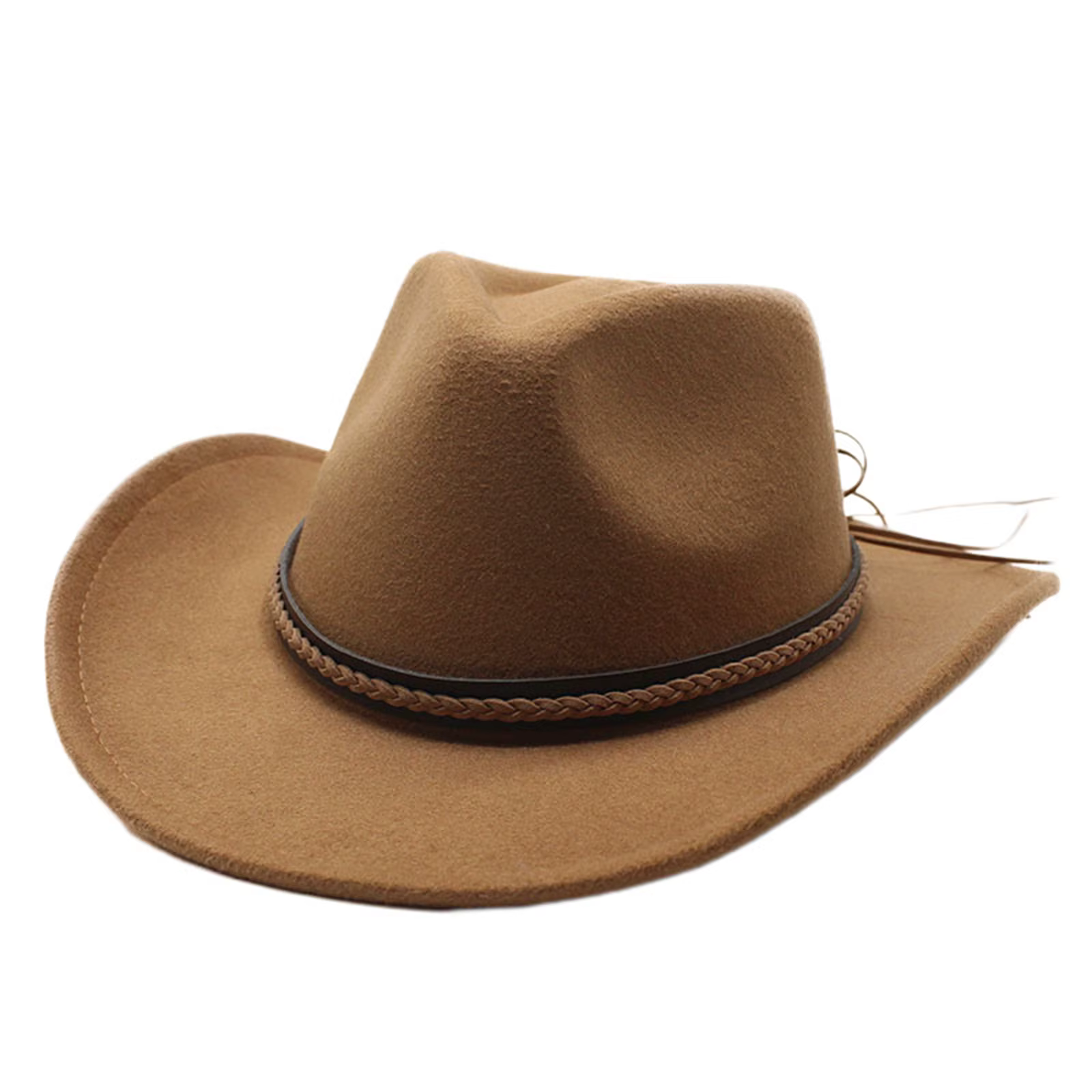 Chapeaux de cowgirl rétro classiques pour hommes et femmes, chapeaux en feutre à large bord avec ban