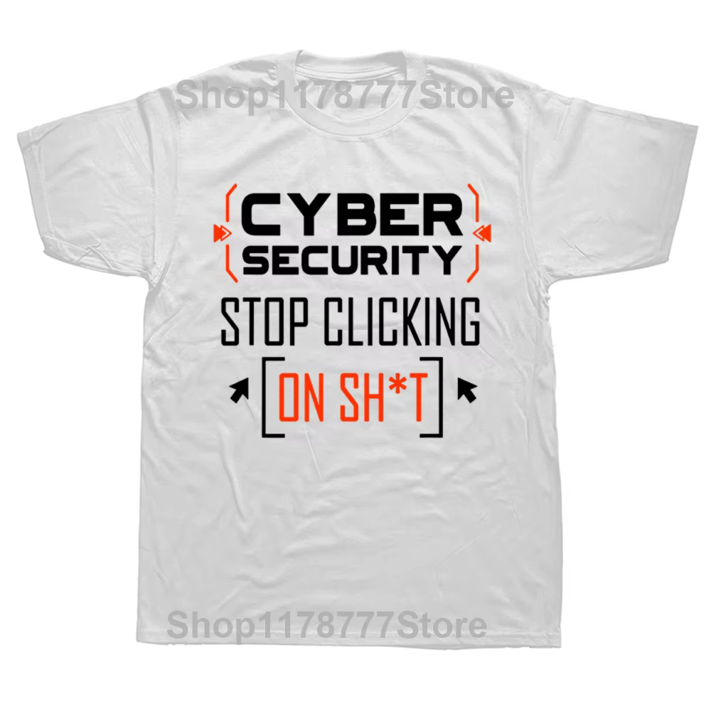T-shirt en coton à manches courtes Don't Click Hacker pour hommes, Streetwear drôle, Cybersécurité, 
