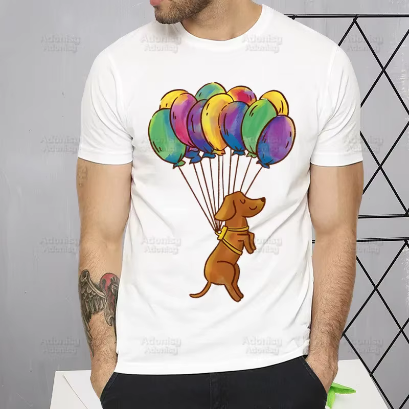 T-shirt décontracté à manches courtes pour hommes, patch de teckel, compétitif, impression de chien 