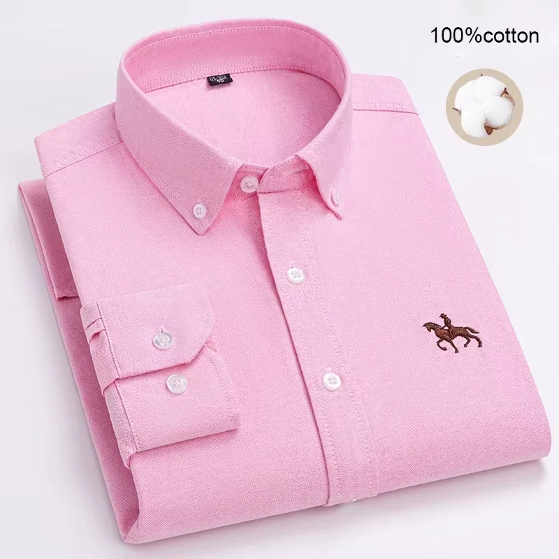Chemises pour hommes grandes tailles, 100% coton Oxford, chemise décontractée de style business, che