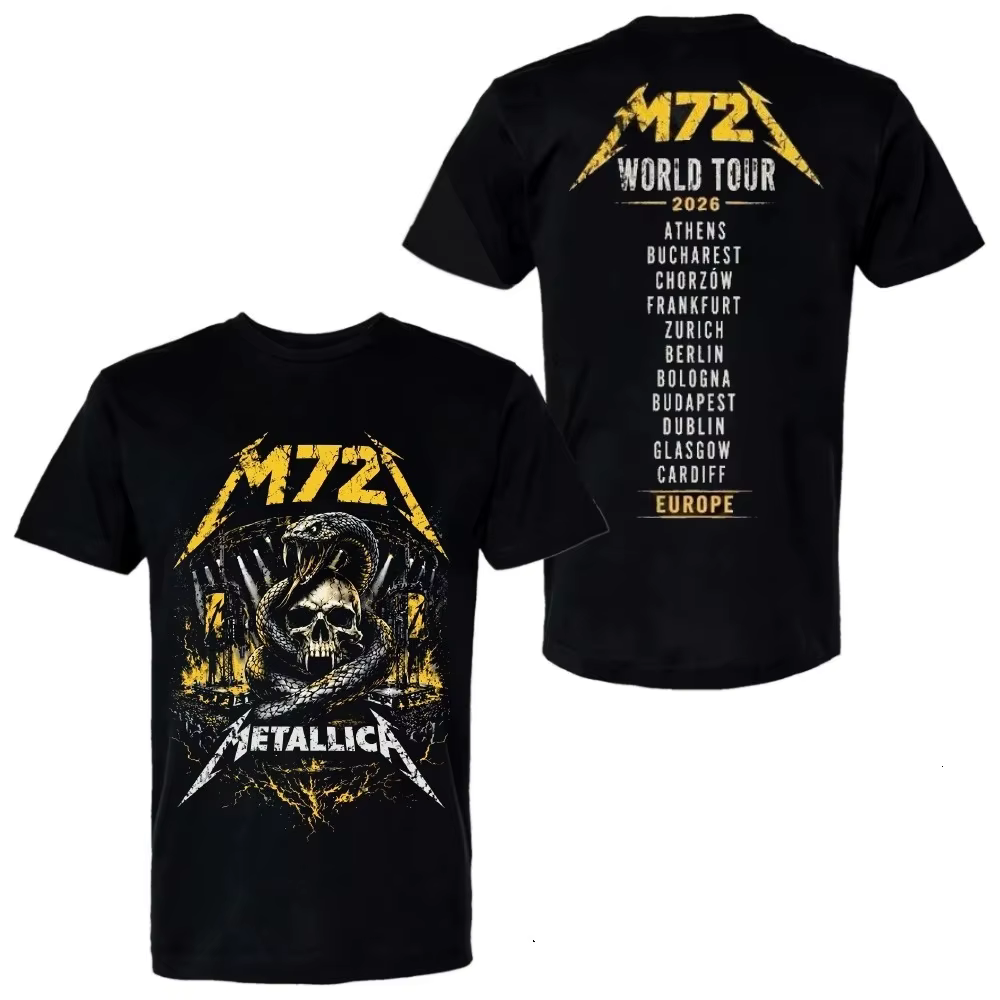 T-shirt Metallica M72 World Tour 2026 Merch, 100% coton, unisexe, pour hommes et femmes, Y2k, de hau