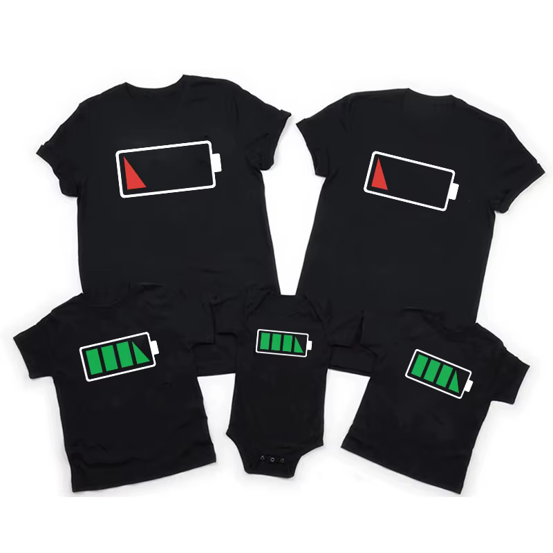 Drôle batterie impression famille t-shirt papa fils famille correspondant T-shirts Parent-enfant fam