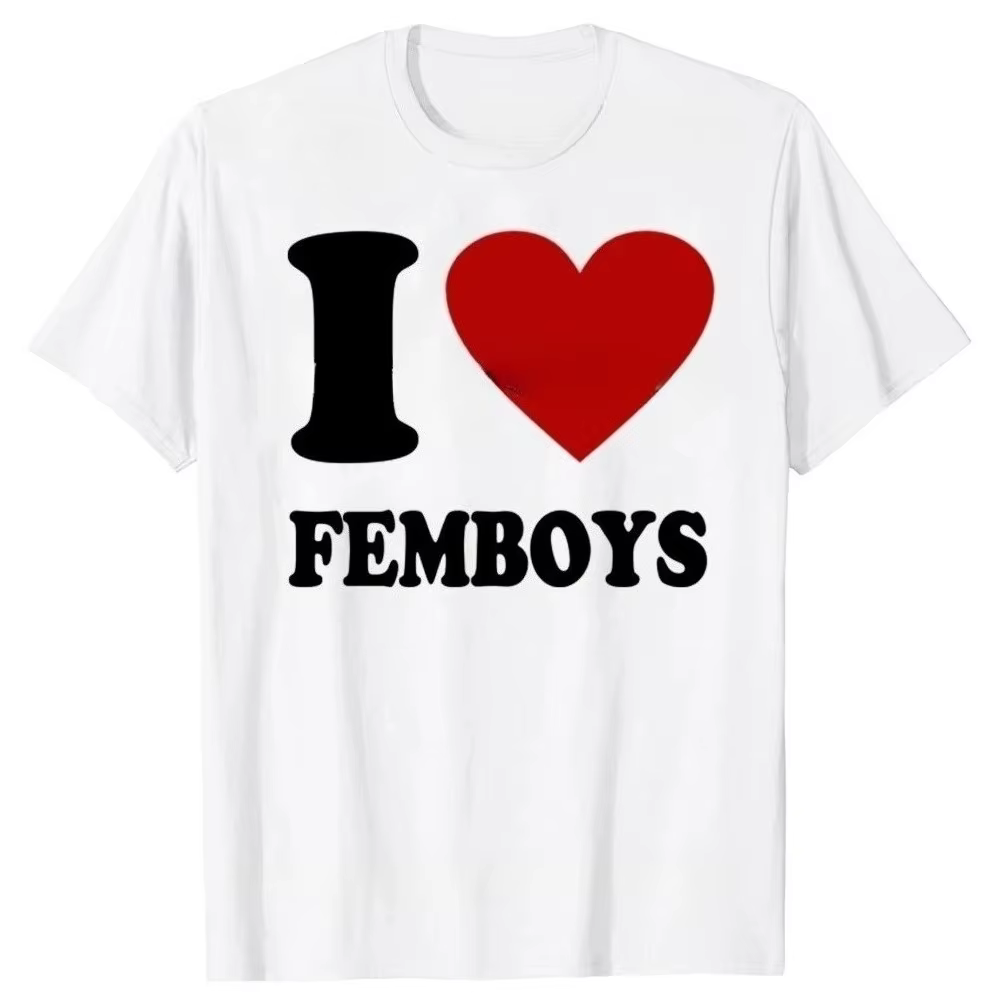 T-shirts imprimés drôles I Love Femboys, T-shirts graphiques pour femmes, T-shirts à manches courtes