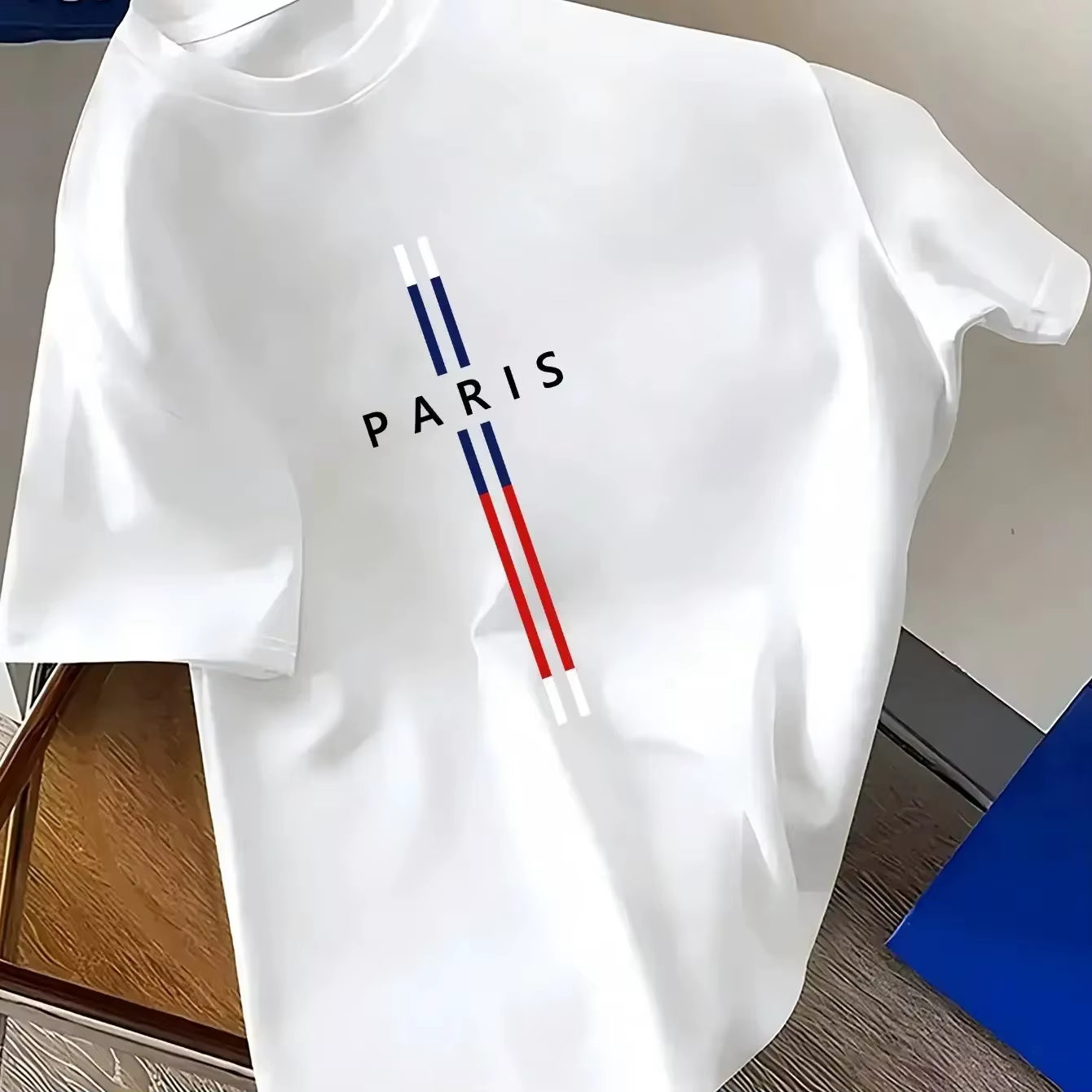 T-shirt tendance décontracté ample grande taille imprimé lettres Paris col rond manches courtes nouv