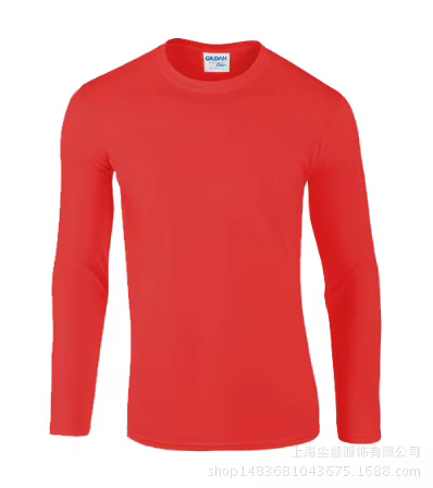 T-shirts à manches longues 100 % coton pour hommes, couleur unie, col rond, nouvelle collection 2026