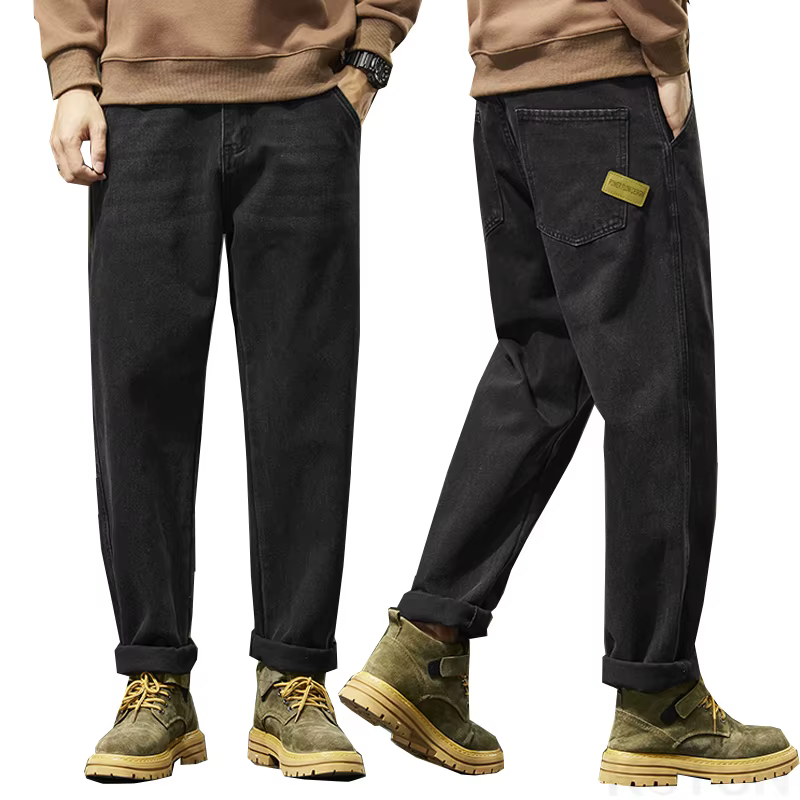 KSTUN-Jean Noir pour Homme, Pantalon Sarouel en Denim, FjBaggy, Vêtement de Desinger, Respzed 42 Cow