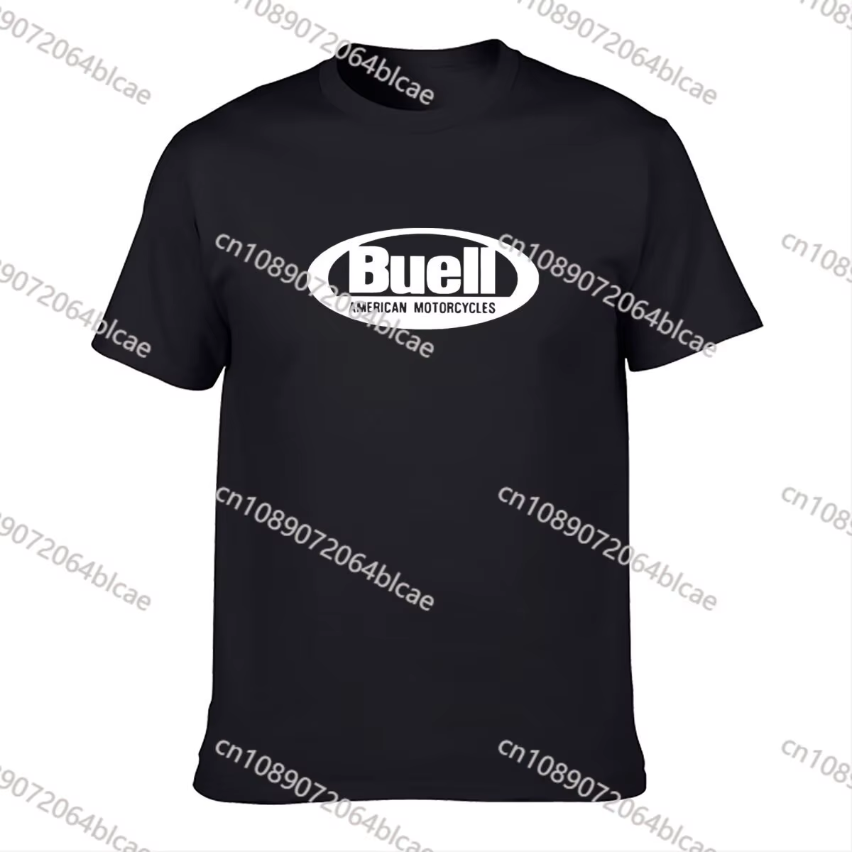 T-shirt manches courtes homme noir, estival et de marque, en coton, avec logo BUELL 73Inboulon Racin