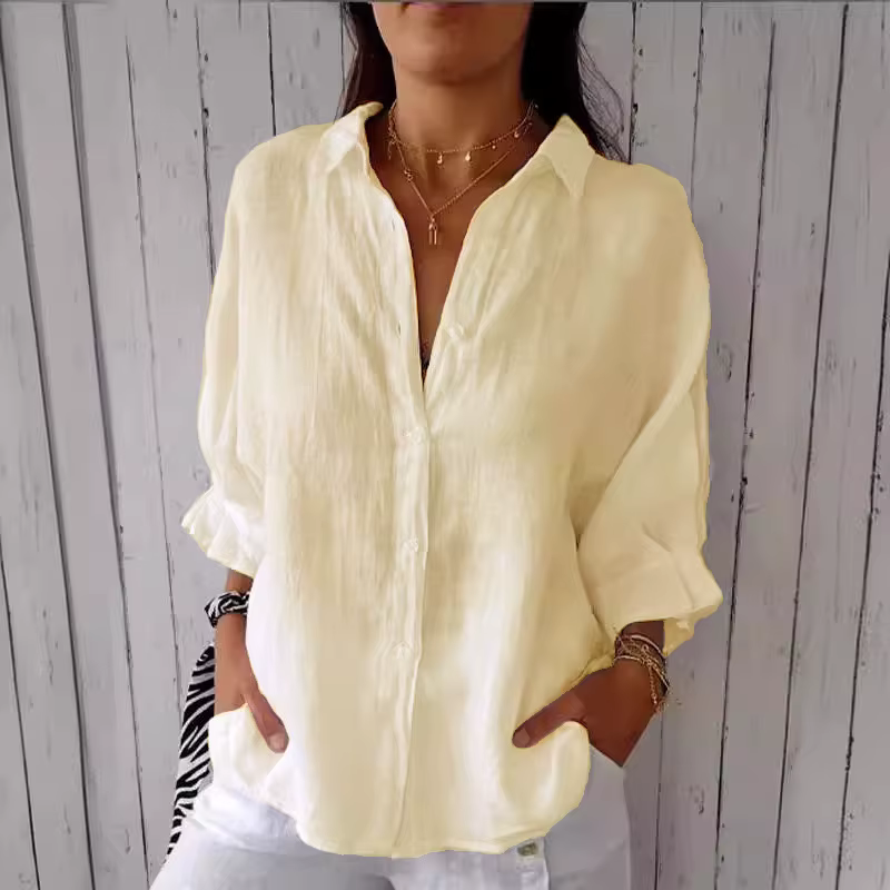 Chemises en lin de coton avec nœud dans le dos, chemisier à lacets élégant, chemise décontractée mon
