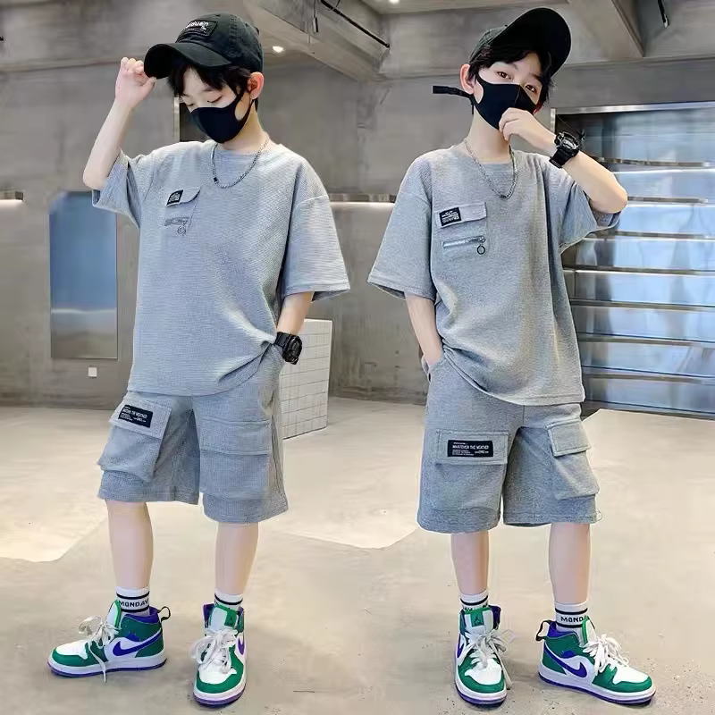 Ensemble de vêtements de sport d'été pour garçons, vêtements d'été pour grands enfants, trempés, man
