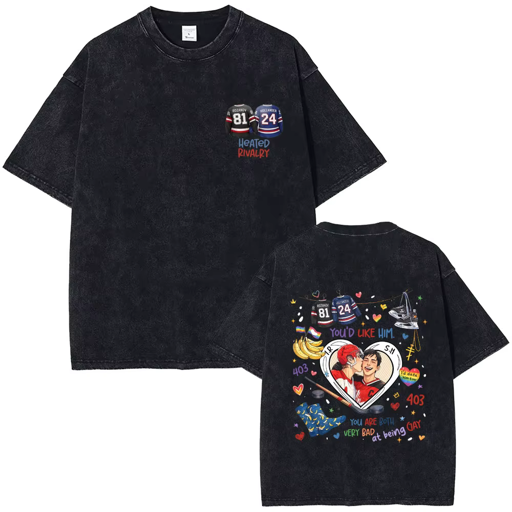 T-shirt chauffant I Love Hockey Boys Heated Rivalry, lavé, Shane Hollander ‌   Ilya Rozanov Hollanov
