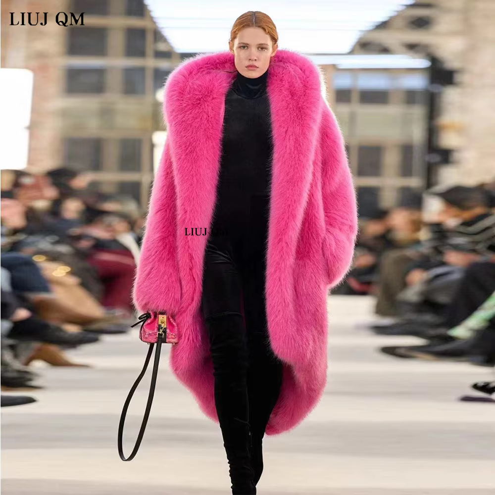 Manteau Long à capuche pour femme, manteau en fausse fourrure, mode chaud d'hiver, fourrure ample, g