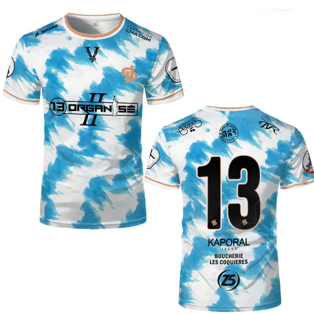 Nouveau Maillot de Football Unisexe 2026 JUL Marseille Rap Imprimé Intégral 13 Organize Hip Hop – Te