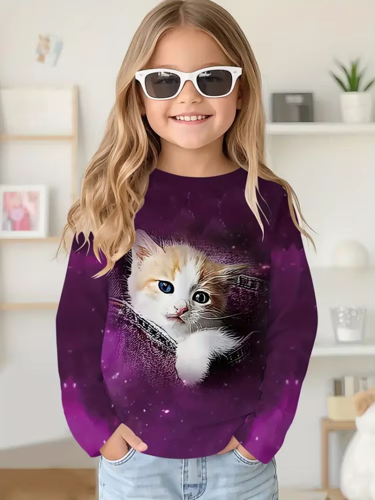 Dessin animé Animal Capybala T-Shirt col rond hauts à manches longues mode T-Shirt enfants fille vêt