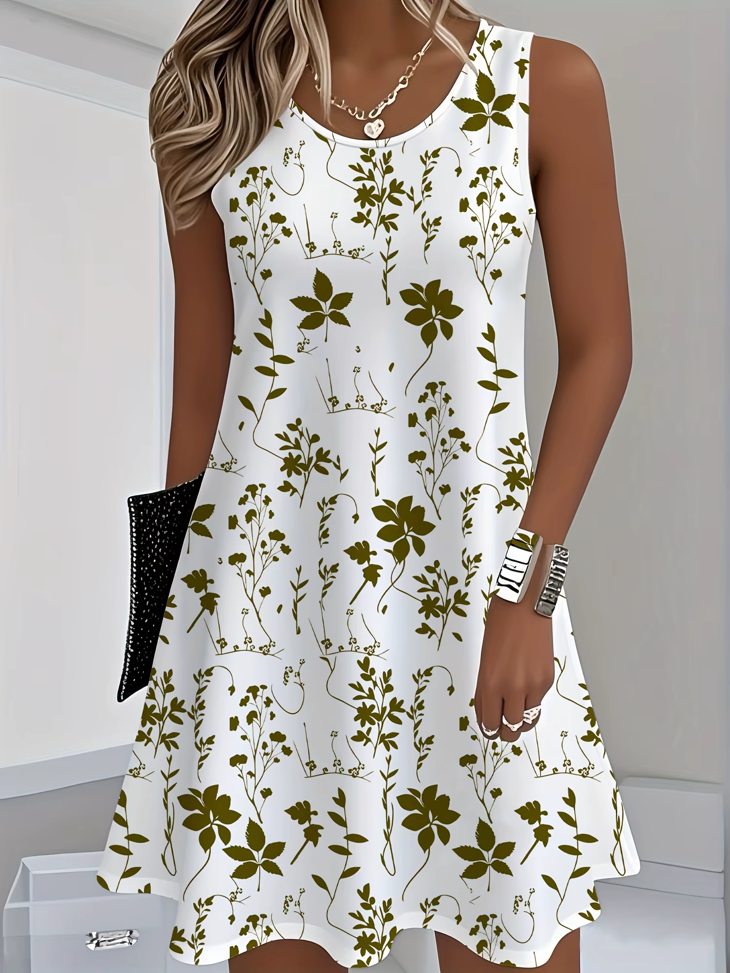 Robe florale femme bleu marine imprimé fleuri robes blanches femme été surdimensionné femme vêtement