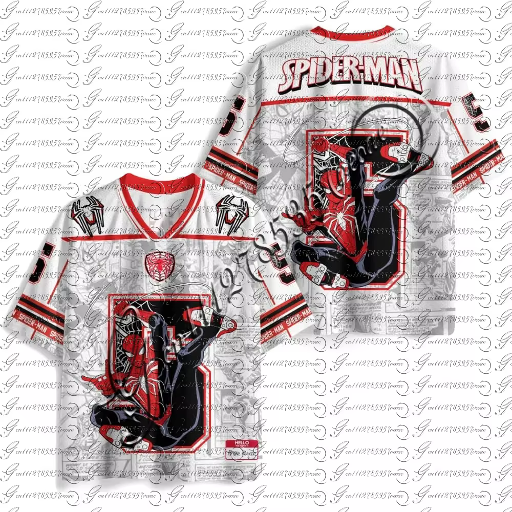 Maillot de sport Spider-Man imprimé en 3D, T-shirt col en V super-héros pour hommes, femmes, enfants