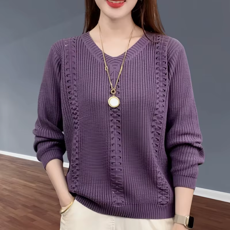 Pull tricoté à col en v pour Femme, vêtements populaires d'automne, Style étranger à l'intérieur ave