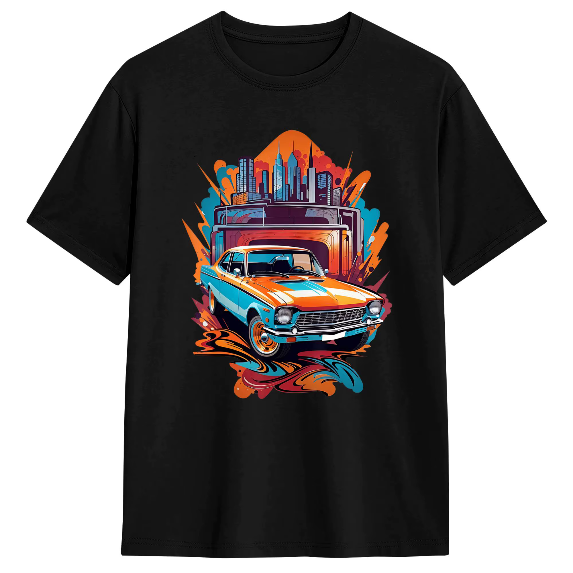 T-shirt pour hommes, voitures classiques, voitures anciennes, vintage, loisirs, 100% coton, manches 