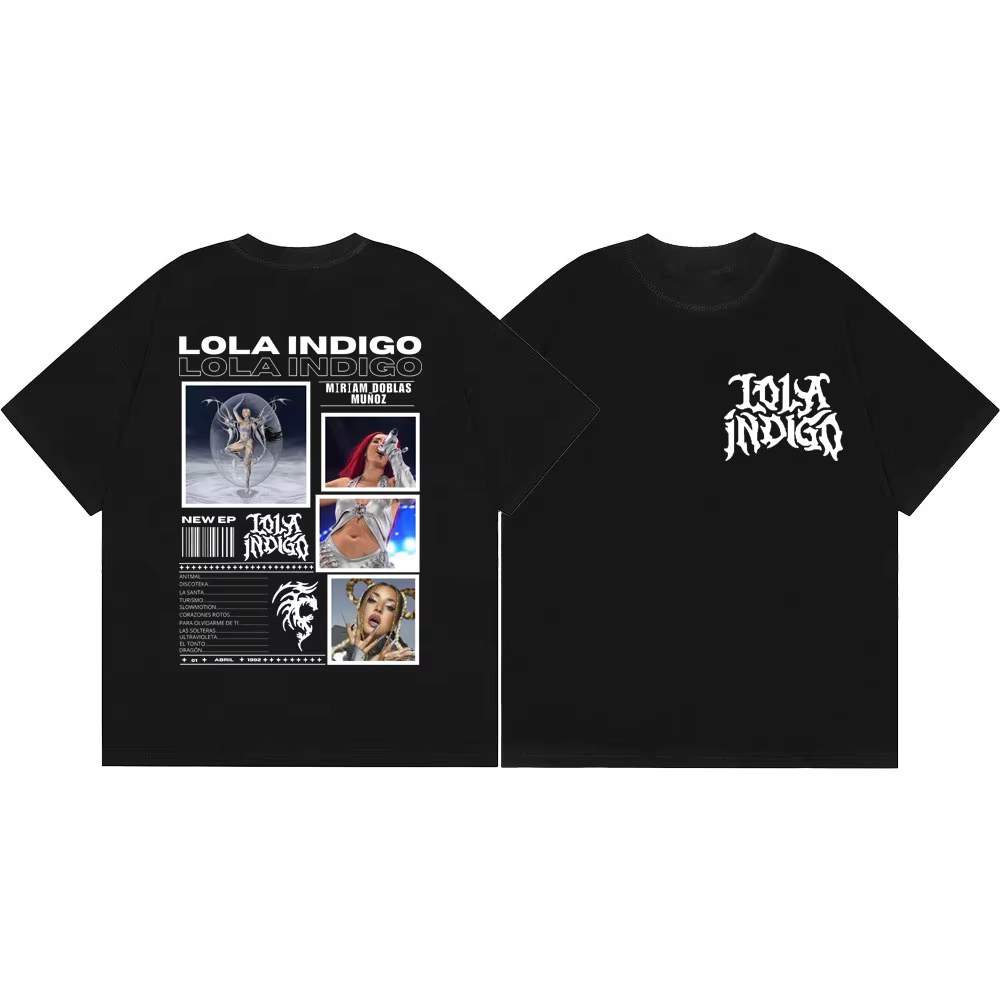 T-shirts graphiques pour hommes et femmes, avec image de l'album musical de la chanteuse Lola Indigo