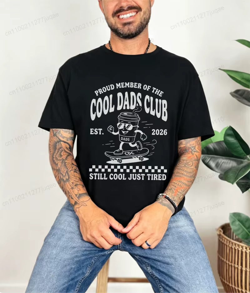T-shirt imprimé Cool Dads Club pour hommes, T-shirt drôle pour papa, vêtements à manches courtes