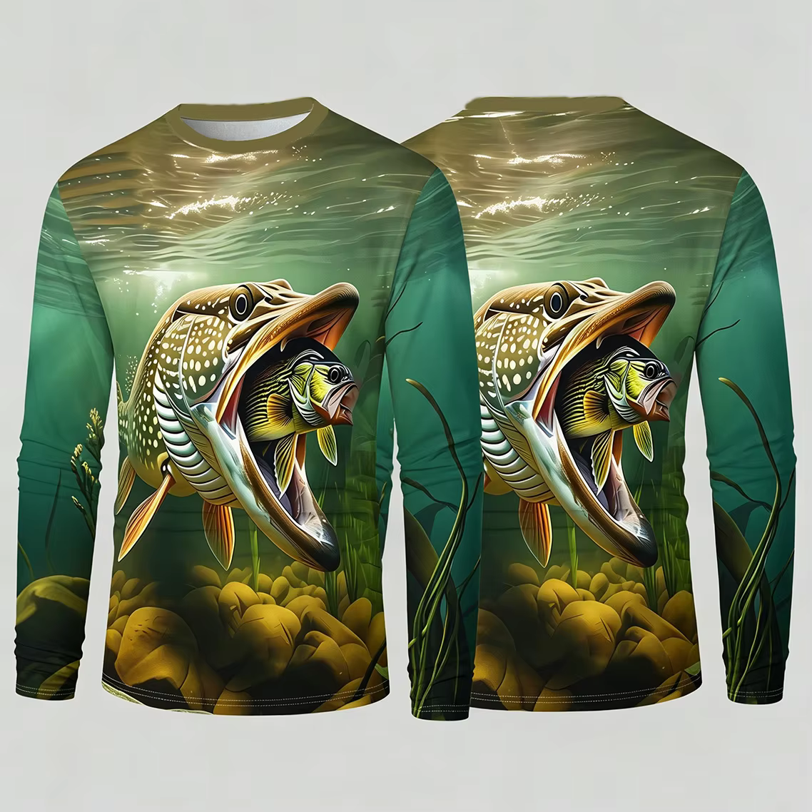 T-shirt de pêche pour hommes, vêtements de pêche d'été en plein air, protection solaire, manches lon