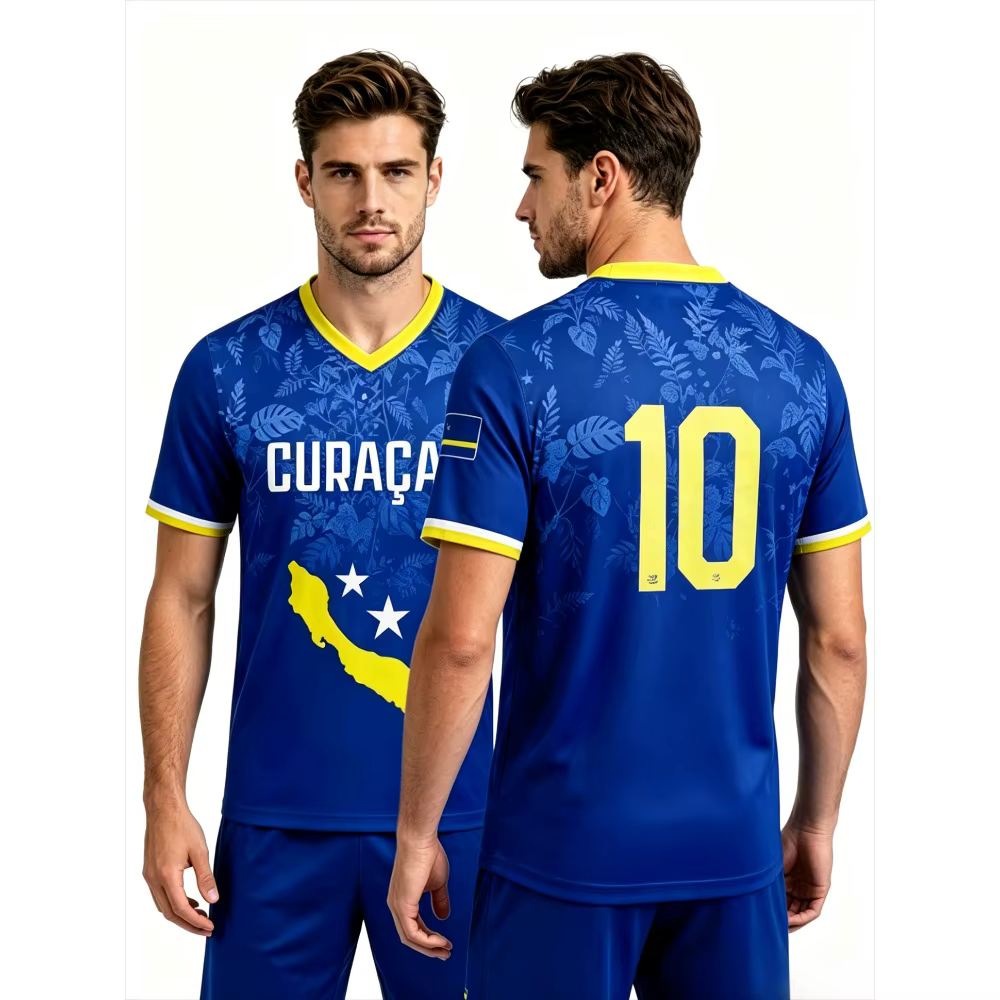 Maillot de football Curaçao été 2026 personnalisé respirant col en V T-shirt décontracté de football