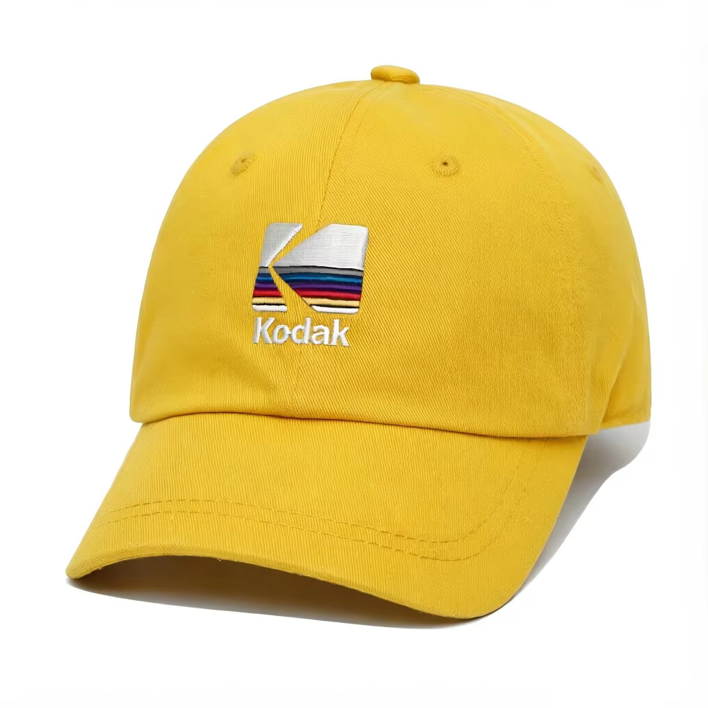 Casquette de baseball noire Kodak avec logo rétro, logo brodé de marque vintage décontracté, casquet