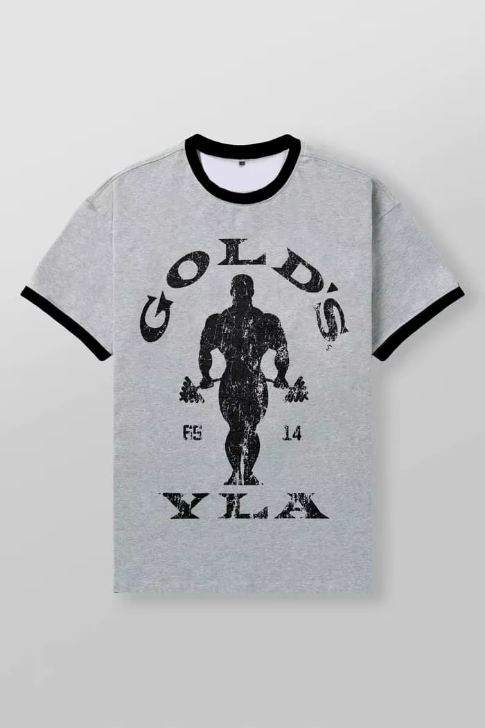 T-shirt de sport vintage Gold's Gym pour homme, tee-shirt graphique de musculation, haut décontracté