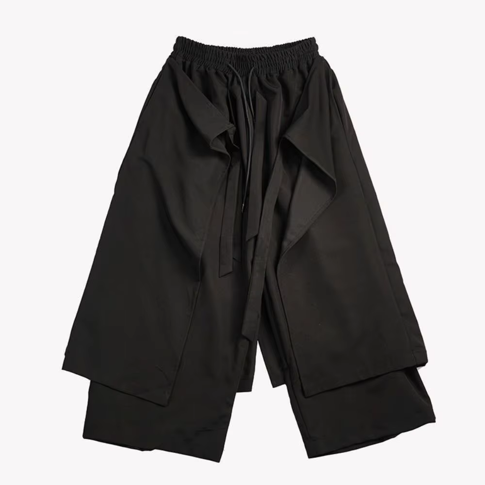 ARENS hommes Pantalon à jambes larges solide Joggers Streetwear taille élastique 2025 jupes irréguli