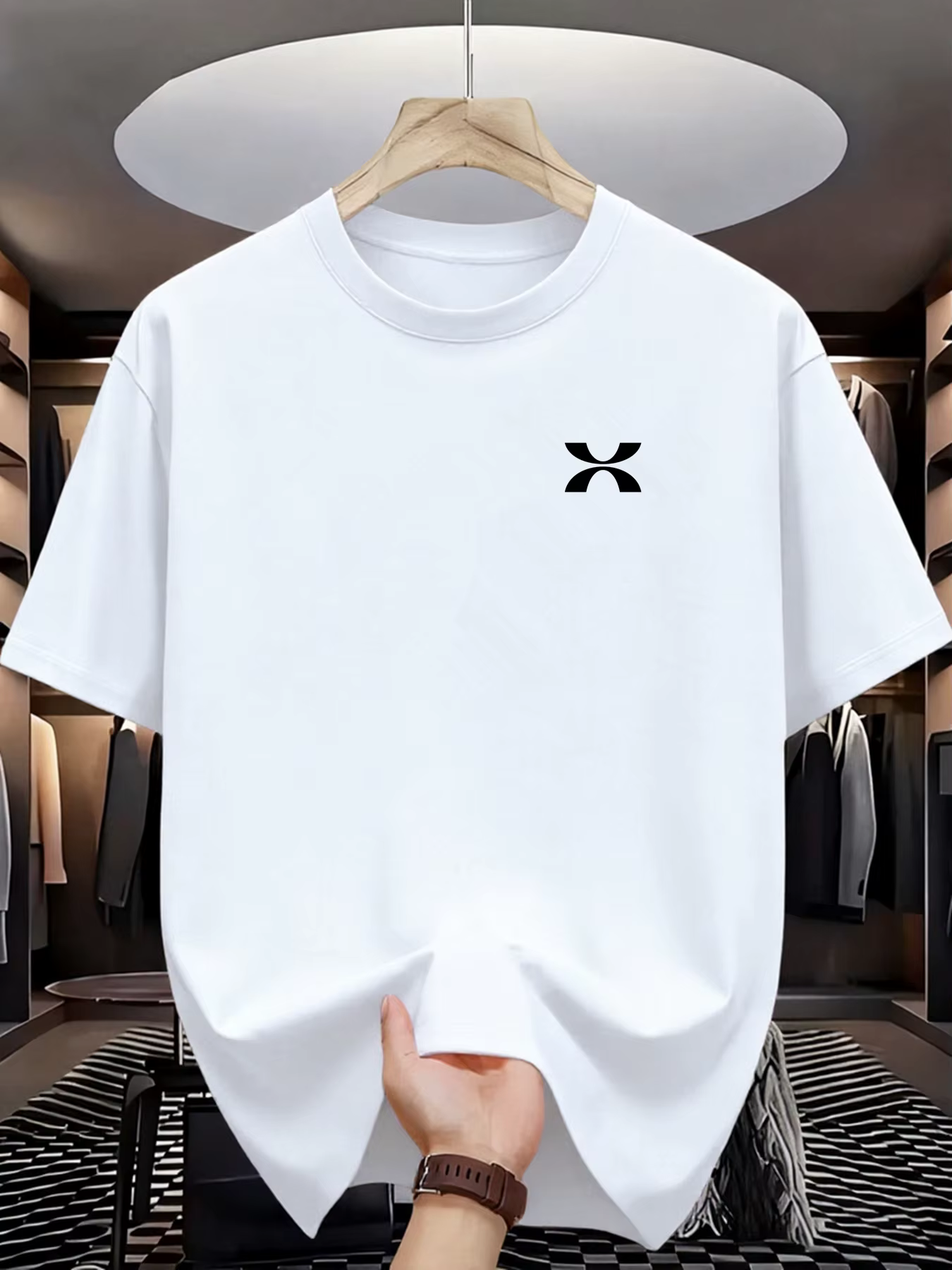 T-shirt de course à col rond pour hommes, haut fin décontracté pour l'été, imprimé, à séchage rapide