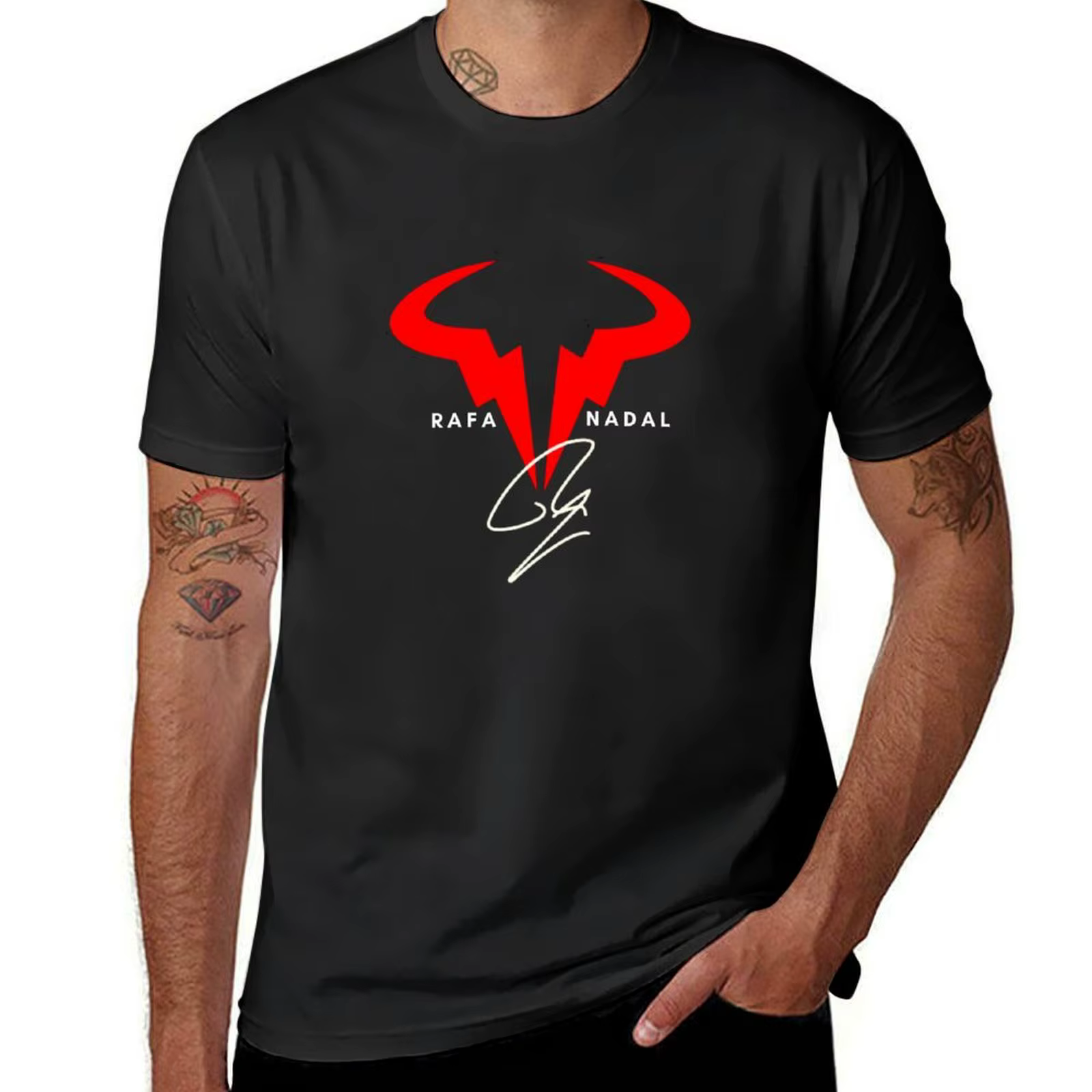 T-shirt uni avec logo RnotifNadal pour hommes, vêtements d'été, best-seller