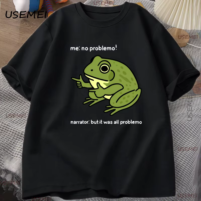 Drôle grenouille Me aucun problème T-shirt graphique t-shirts décontracté col rond coton à manches c