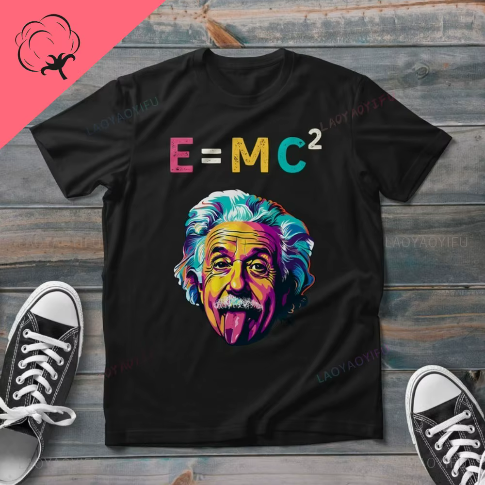Einstein E = MC2 T-shirt en coton attachant la langue Einstein scientifique ludique amusant pour les