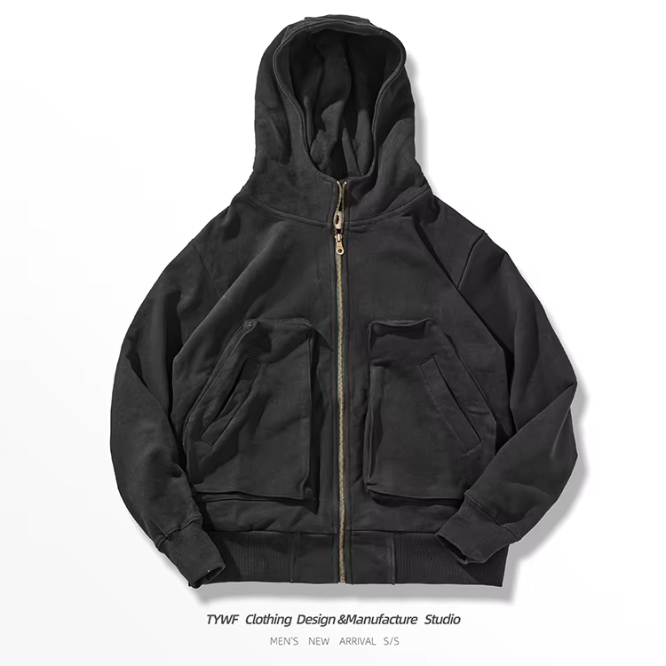 Cardigan à Capuche Épais en Cachemire pour Homme, Manteau Délavé, Couple Américain, Nouvelle Collect