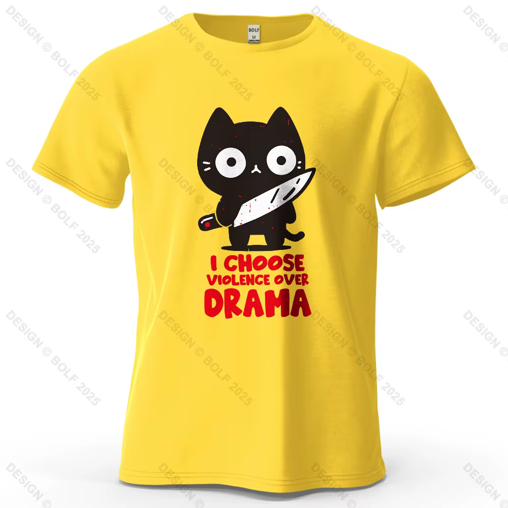 Humor sombre chat imprimé hommes T-Shirt 100% coton surdimensionné fantaisiste paresseux graphique t