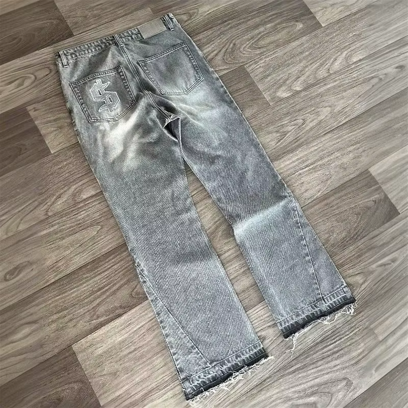 Y2K rétro jean couleur claire motif Dollar broderie épissure Denim pantalon gothique Hip Hop Streetw