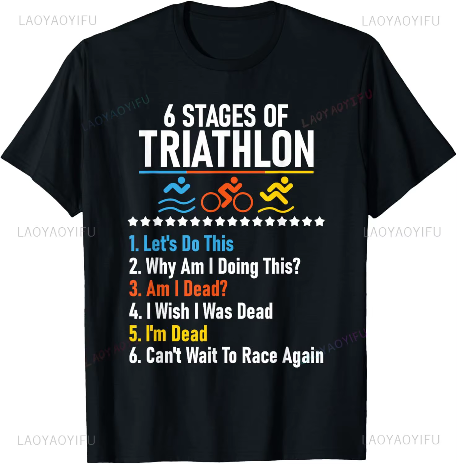 6 étapes de Triathlon-athlète course natation cyclisme T-Shirt imprimé sur demande Streetwear T-Shir