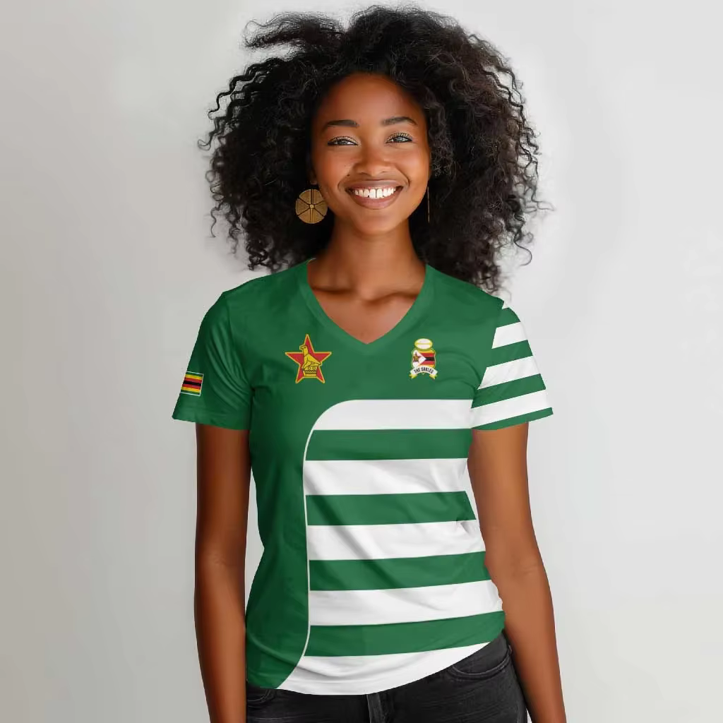 T-shirt imprimé pour femme du Zimbabwe, T-shirt de sport léger et respirant, Haut décontracté ample 