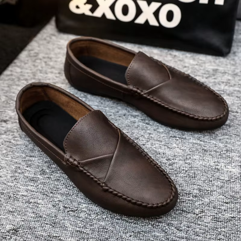 Chaussures pour hommes, mode, décontractées, en cuir, classiques, mocassins à enfiler, semelles soup