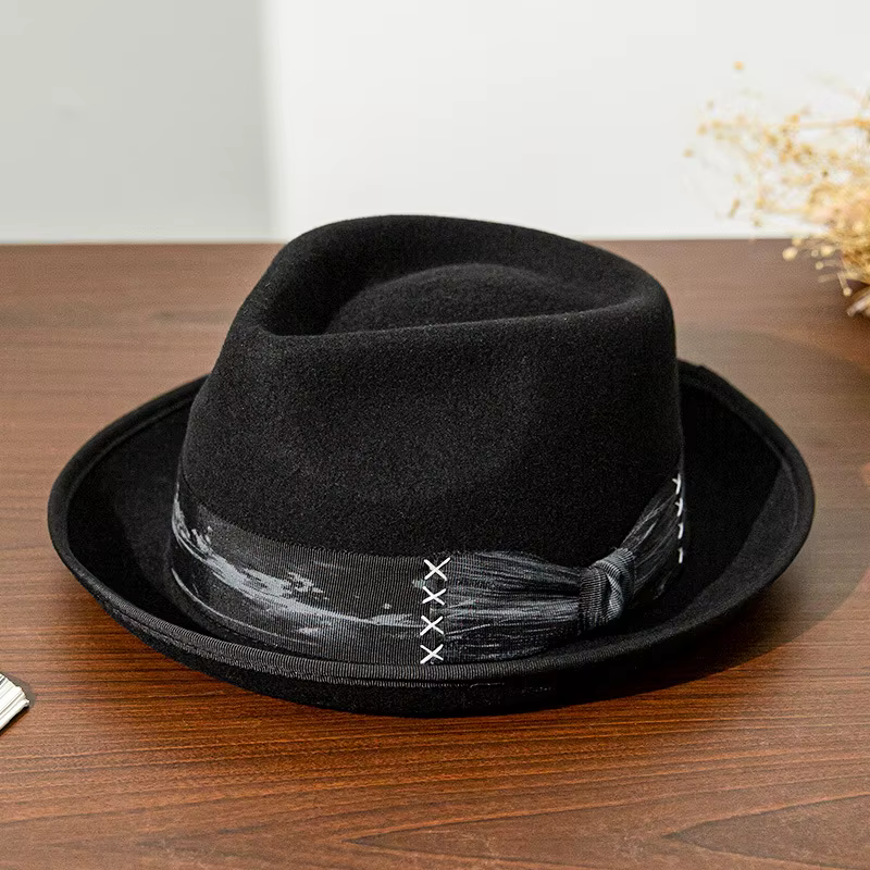 Casquette de jazz en feutre élastique pour hommes et femmes, Fedoras en laine à bord déformé, Chapea