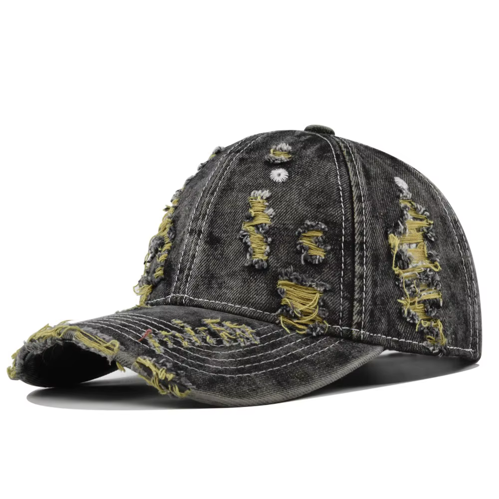 Casquette de Baseball en Denim vieilli, Style Vintage déchiré avec fils colorés, chapeaux Streetwear