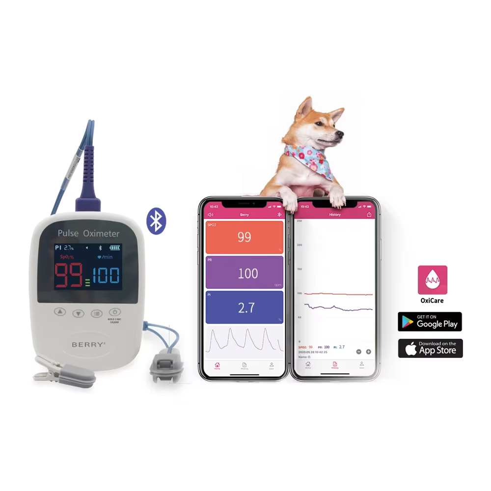 Berry Vet – tensiomètre oscillométrique, oxymètre de pouls vétérinaire portatif pour chiens, chats, 