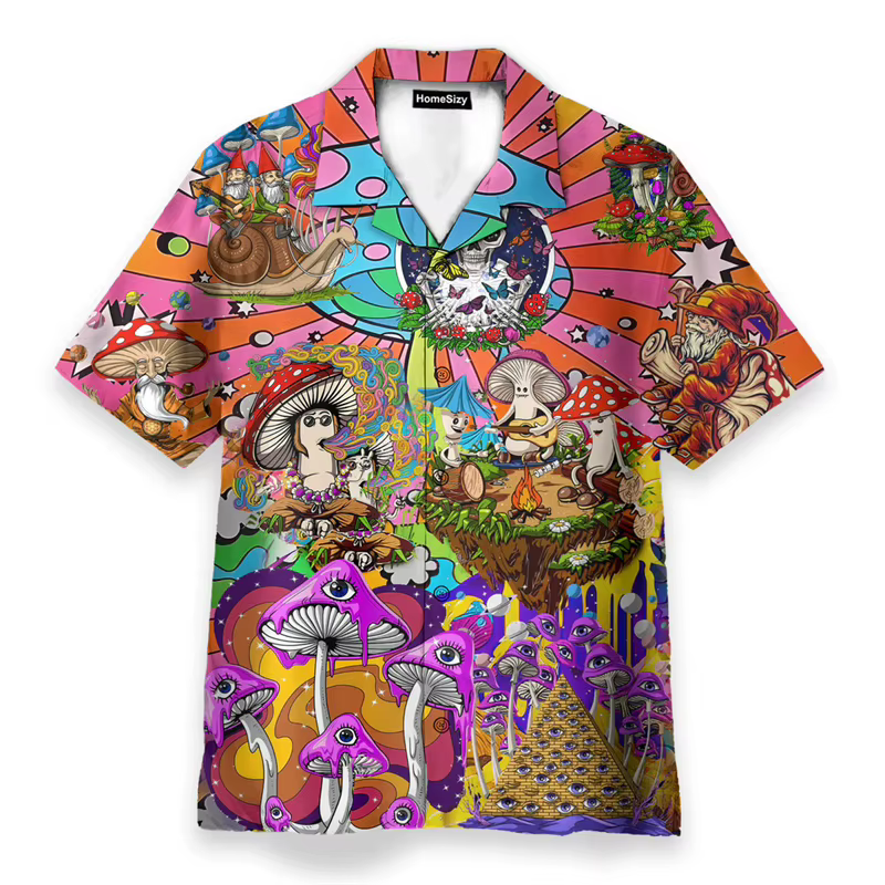 Hippie Logo thème chemises d'été hommes femmes psychédélique champignon personnalité Streetwear bout