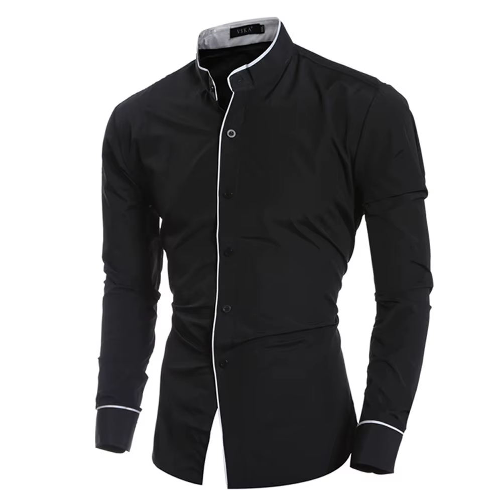 Chemise formelle décontractée de luxe pour hommes, manches longues, coupe cintrée, chemises habillée