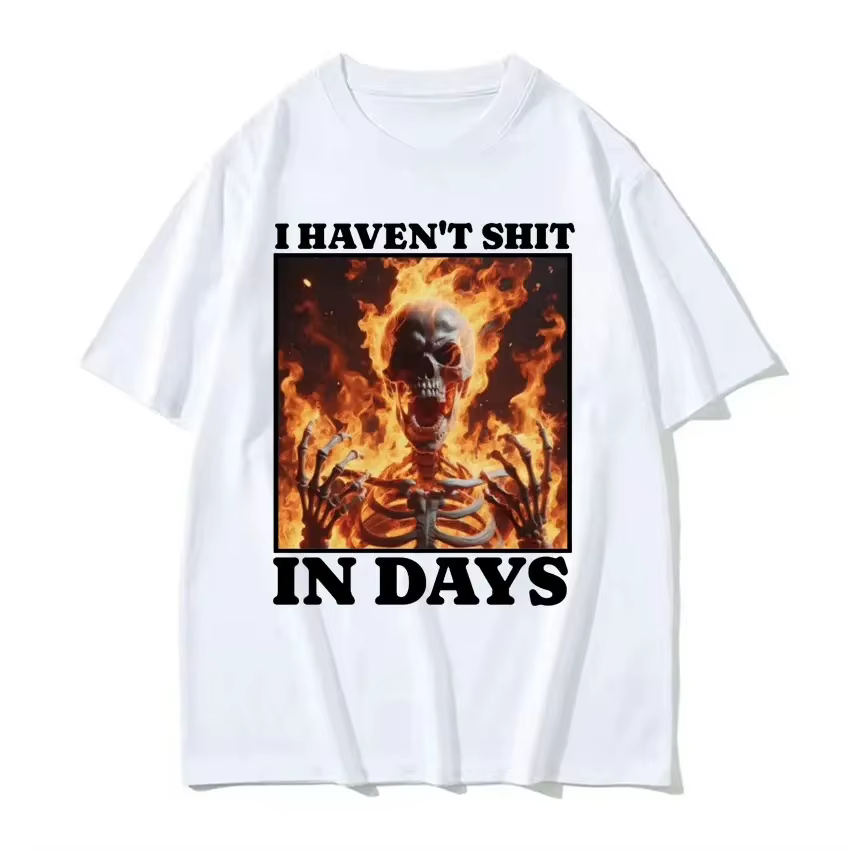 Je n'ai pas merde dans les jours T-shirt drôle squelette ferrique Meme T-shirts hommes femmes Haraju