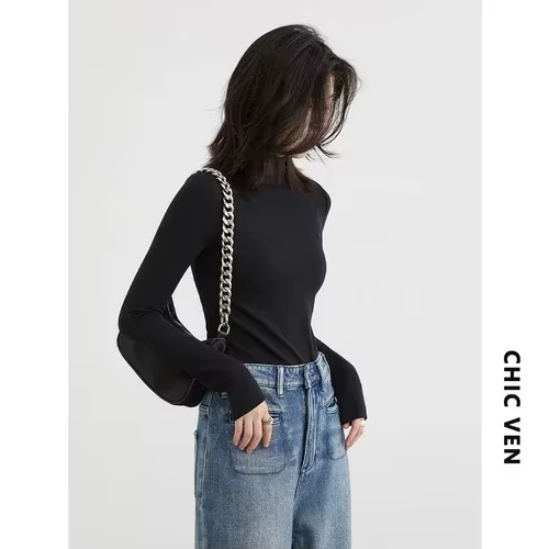 CHIC VEN-T-shirt multi-documents pour femmes, chemise de base, coupe couvertes, vêtements de bureau 