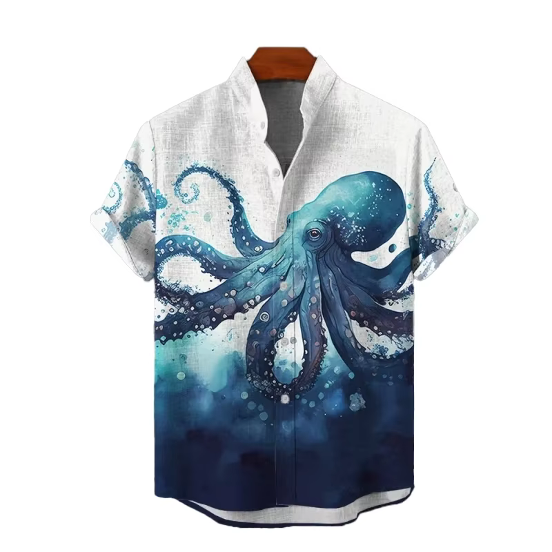 Chemise hawaïenne : chemise imprimée à manches courtes, séchage rapide, plage, fête, vacances