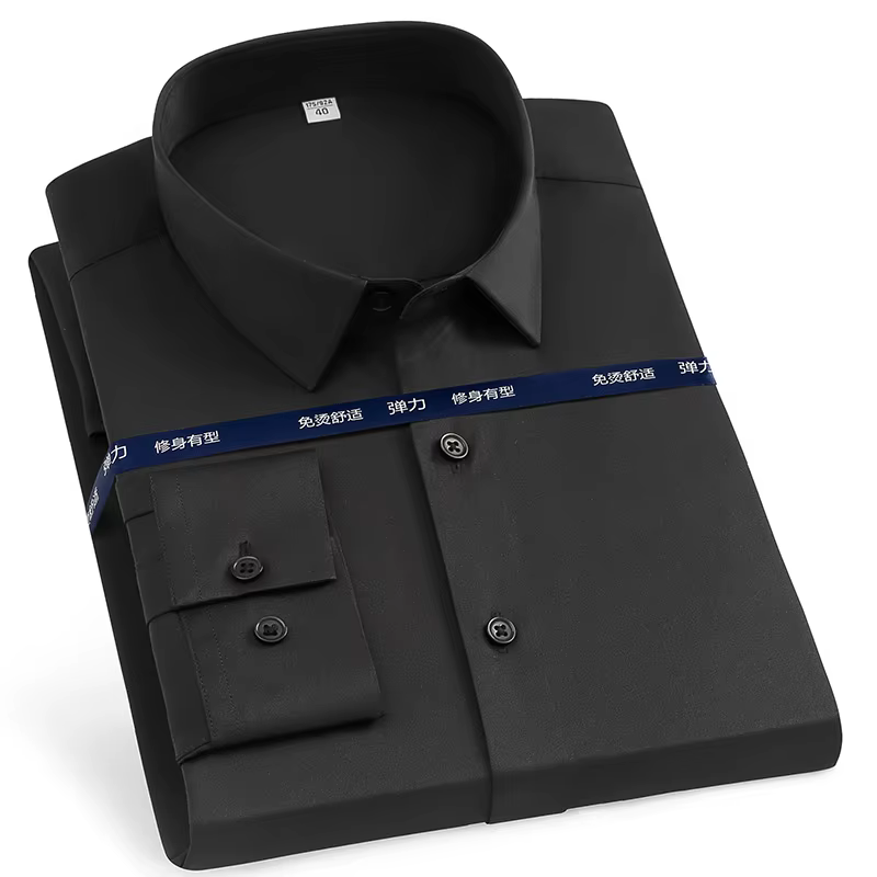 Chemises de bureau sans fer pour hommes, Anti-rides, douces, sans poche, intelligentes, décontractée