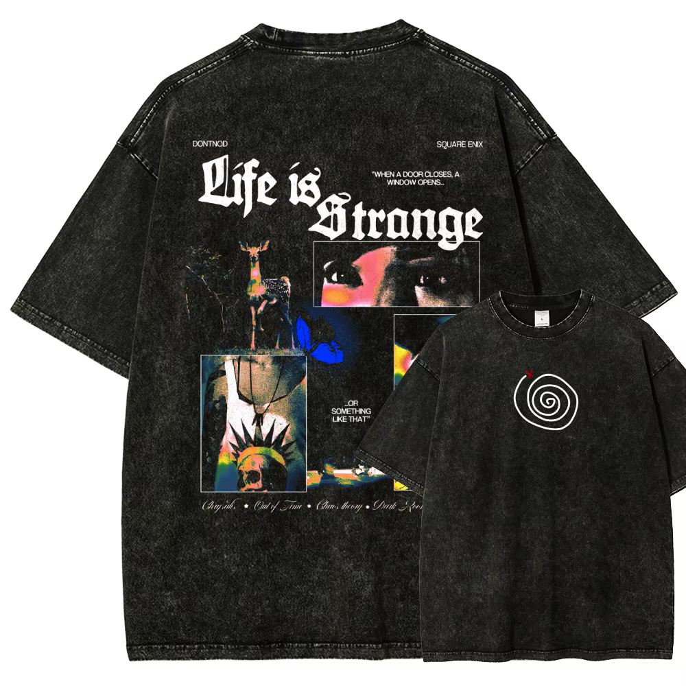 T-shirt délavé Life is Strange, vêtements de personnalité, adaptés à toutes les saisons, grande tail