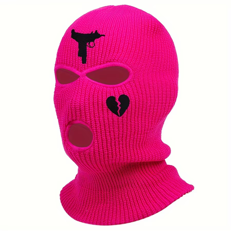 1/3PC Cagoule intégrale tricotée à motif cœur brisé spécial cyclisme en plein air pour hommes et fem