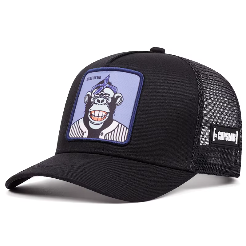 Eyelez on me – casquette de baseball de dessin animé singe souriant, casquette en maille Hip hop de 